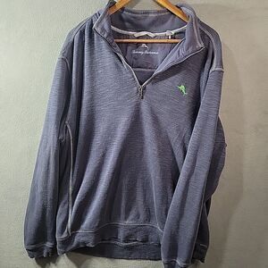 Tommy Bahama Golf 1/4 Zip Pull Over Sweater Performance Dark Blue Mens XL‎ Pima